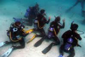 padi divemaster assisting during open water  course
