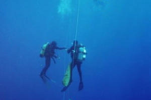 safety stop during padi deep dive specialty on the costa blanca. 